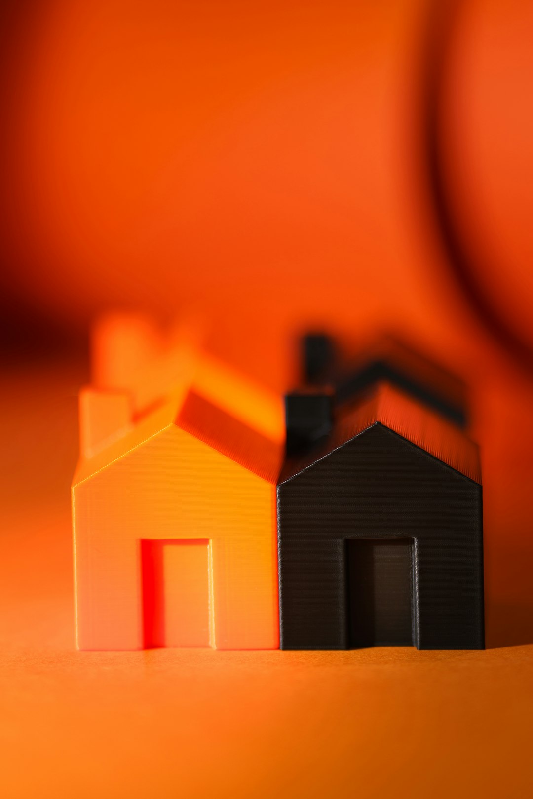 Services house 3d figurines real estate market orange background presentation vertical